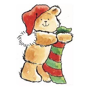 PENNY BLACK RUBBER STAMPS‎ ALL YOURS BEAR STOCKING CHRISTMAS NEW wood STAMP